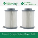 2 - Hoover WindTunnel Washable & Reusable Bagless Canister Filters. Designed by FilterBuy to replace Part # 59134033.